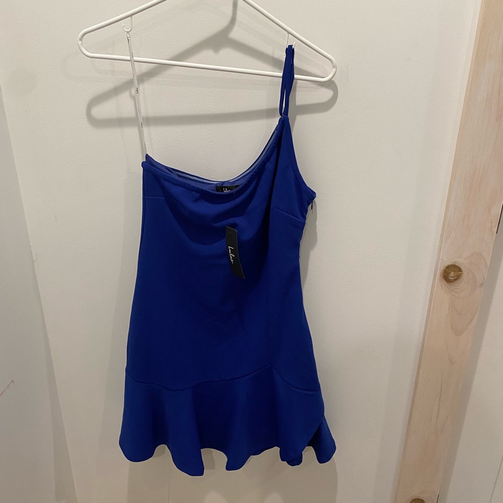 NWT Lulus Royal Blue One Shoulder Mini Dress Size Medium